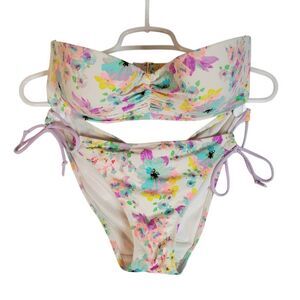 Victoria’s Secret 34DD Medium Bottom Pastel Floral Bandeau Bikini Swim Set